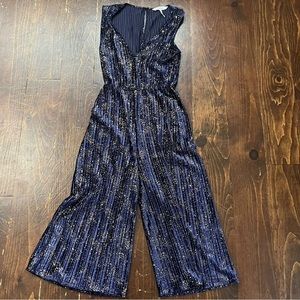 BCBG Generation Women’s XS Blue Glitter Sparkle Jumpsuit One Piece